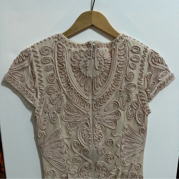 JS Collections Cocktail Dress 2 Light Blush Pink Embroidered Sheer Cap Sleeves - Picture 12 of 13